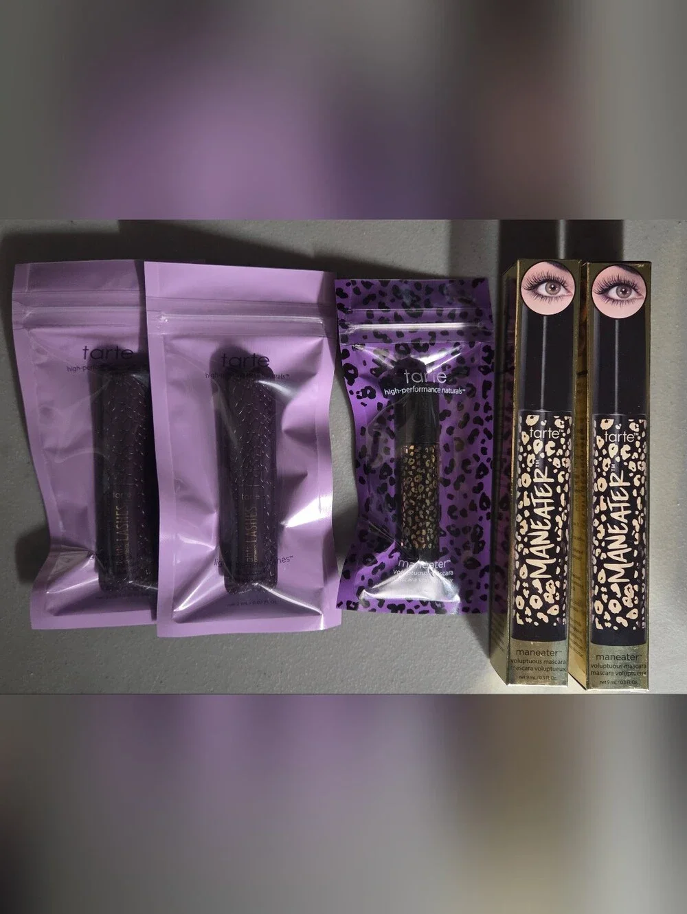 tarte Maneater Mascara — Purple & Gold Leopard Packaging